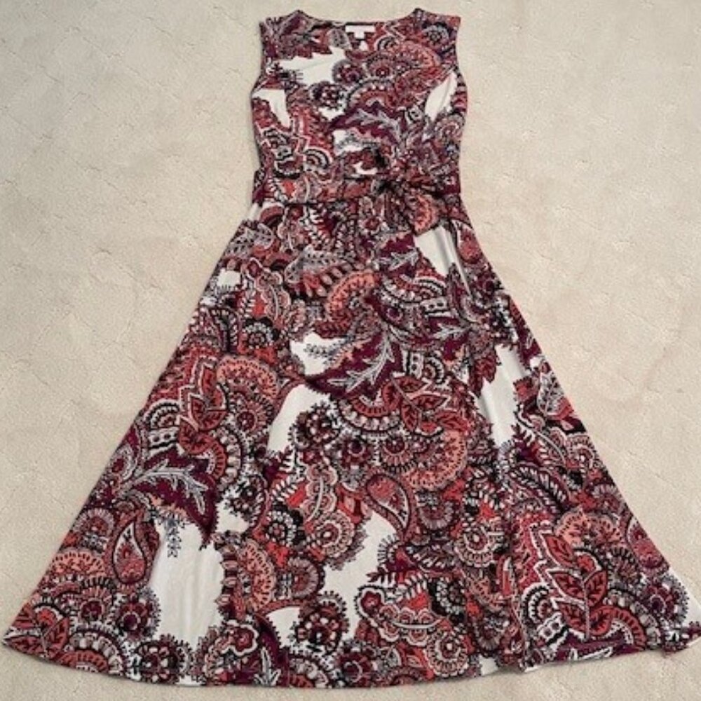 Charter Club – Sleeveless Fit & Flare Pink Black White Paisley Dress - SMALL